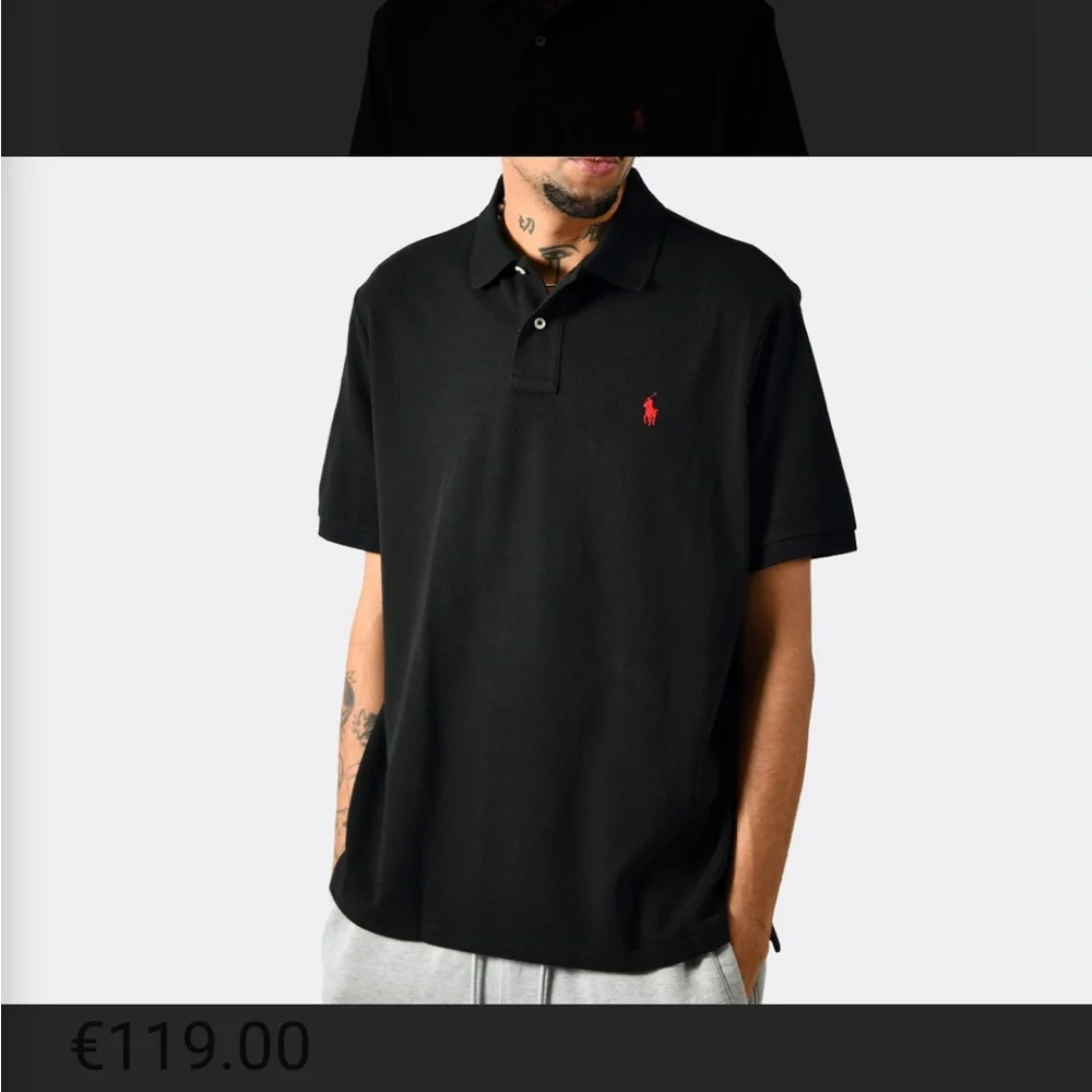 Polo Ralph Lauren Polo Shirt Men's Size Large Black‎ Red Pocket Embroidered